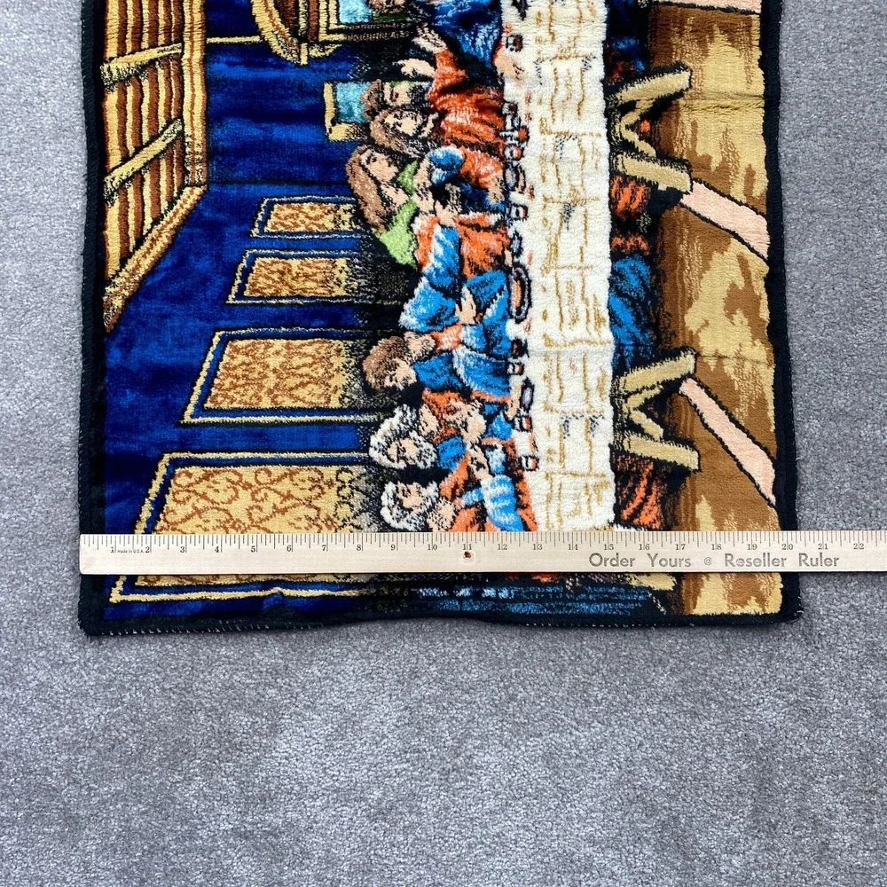 Vintage Religious Rug Mid Century Jesus‎ Last Supper Wool Tapestry Italy 20